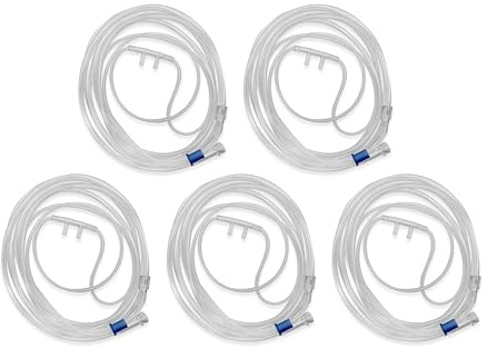 JWYN Paquete de 5 cánulas nasales de oxígeno para adultos, ultra suave, conector de trompeta