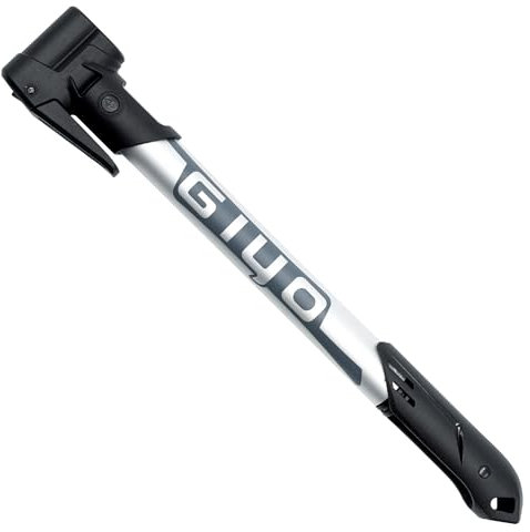 GIYO GP-44DH Mini-Fahrradpumpe für Tubeless-Reifen, Doppel-Loch-Pumpenkopf mit Anti-Clog-Design, Presta & Schrader & Dunlop Ventilkompatibilität, ergonomischer Griff, Fahrradpumpe