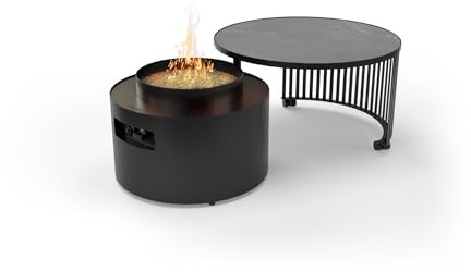 Planika – Moon 2 en 1, Table Basse avec Foyer extérieur – Parfaite pour Jardin ou terrasse, pour Chauffer et savourer Un café. Design Robuste, Facile à Utiliser, avec Housse de Protection