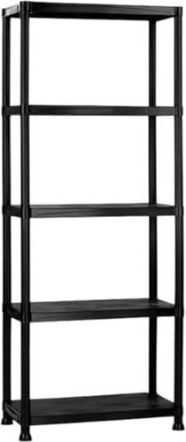 Easy Shopping ® 4/5 Tier Black Heavy Duty 60CM Wide Plastic Shelving Unit Storage Organised Garage/Home/Pantry Racking Shelf Shelves Workbench Workman Bays Racking Tools