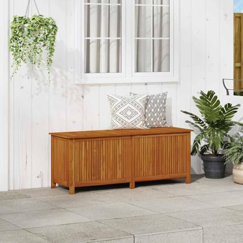 ACAGALA Cassapanca da Giardino in Legno di Acacia, Baule per Cuscini da Giardino con Tasca Interna Impermeabile, Cassa di Legno con Coperchio Grande, 150x50x58 cm