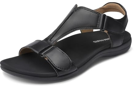 DREAM PAIRS Sandalias Ortopédicas Mujer,Todo Negro,40