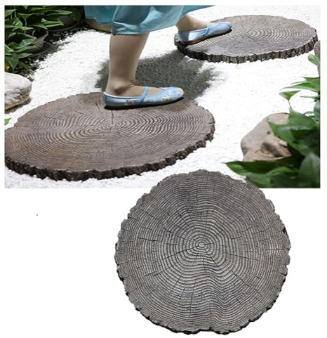Piedras de jardín decorativas para exteriores, piedras de paso de grano de madera para macizos de flores y paisajismo