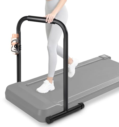 Handle Bar for Walking Pad Only, Suitable for Walking Pad up to 50cm Wide, Adjustable Treadmill Handlebar Height from 86cm to 106cm, Tall People Friendly, Extended Base, with Cup Holder, Black