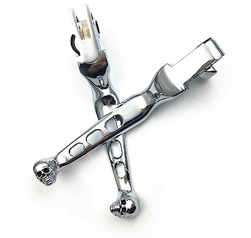 HTTMT MT241-020A-CD Chrome CNC Aluminum Black Brake Clutch Skull Zombie Lever Compatible with Harley Davidson Sportster Softail