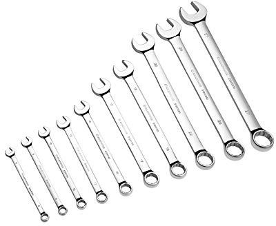 MAXPOWER 10PCS 8-27mm Combination Wrench Set, Professional Open and Box End Spanners with Mirror Finish, Made with Forged and Heat-Treated Cr-V Steel, 12-Point Design