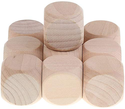 POFET Dadi in Legno 10 Pezzi D6 Dadi da Gioco 3 cm per progetti di Decorazione e Artigianato Fai-da-Te
