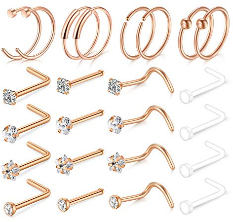 AceFun Näsringar ring näsa piercing nitar färgglada nässkruv 20 g 18 g 316L kirurgiskt rostfritt stål septum piercing kroppssmycken piercing näsring dubbar, 20 Gauge, Rostfritt stål