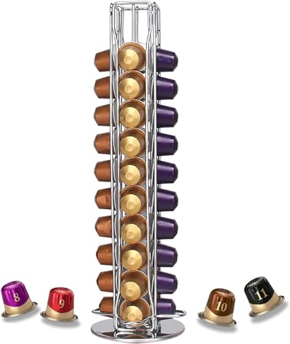 Xfanscafe Kapselhalter Kapselständer drehbarer Gerader Halter für 40 Stück Nespresso Kaffee Kapseln , (Nespresso-40)