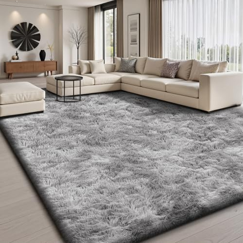 Sour Lemon Alfombra Gris Pelo Largo Moderna para Salón, Dormitorio y Habitación de Niños, 240x340 cm