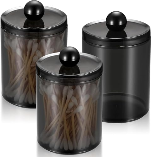 Collazoey 3 Stück Wattestäbchen Behälter, Wattepadspender, Wattepads Aufbewahrung mit Matt Edelstahldeckeln, für Wattepads Behälter Box, Zahnseidepicks, Make-up-Schwämme