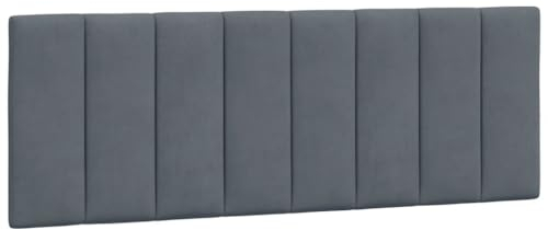 vidaXL Kopfteil Kissen Hanko, Kopfteilkissen mit Linien-Design, Bett Kopfkissen mit Klettverschlüssen auf Rückseite, Kopfteilpolster Kopfpolster, Hellgrau 140cm Samt