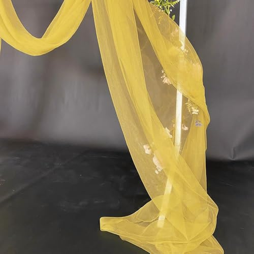 3m x 160cm Soft Tüllstoff,Tüll Stoffe zum Nähen,Netzstoff Dekostoff Drapierstoff für Arbor Hochzeit Vorhang Hochzeitsbogen Freihanddeko Torbogen Zeremonie Party Dekor Kleid Tüllrock Schleier,Gelb