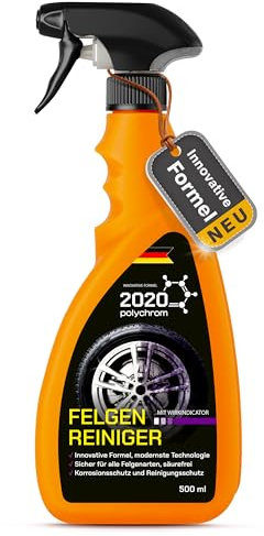 2020 Polychrom Felgenreiniger 500 ml – Säurefrei, Mit Wirkindikator, Schutz vor Bremsstaub, Korrosionsschutz – Für Aluminium-, Chrom- und Stahlfelgen