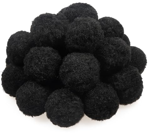 TOAOB 30 Pezzi Pom Poms Nero 5cm Pompon Pon Pon per Lavoretti Creativi Fai da Te Crafts Decorazioni Artigianato Cucito