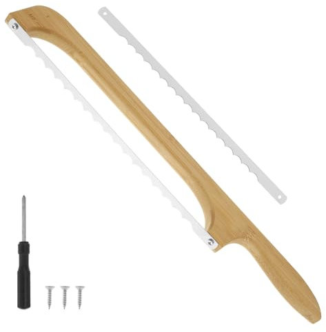 Bread Knife for Homemade Bread Replaceable Blade Wooden Bread Bow Knife with Scale Serrated Blade Bread Saw Knife Bread Cutting Knives for Sourdough Bread Crusty Bread Pastry Fruit