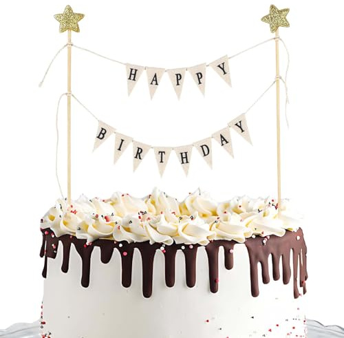 Happy Birthday Cake Toppers Flag Cakes Decoration, DIY-Cake Topper Happy Birthday Cake Topper Personalised Suitable for Birthday Parties Home Gatherings Celebrations for Girls Boys​