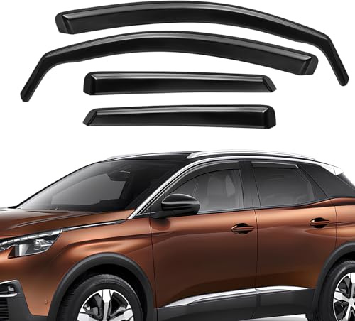 GEARCELL Wind Deflectors Rain Guards Fit for Peugeot 3008 MK2 2017-2023 | In Channel Easy Installation, Shatterproof Acrylic, UV Resistant Finish, Left Right 4 PCS, Fit for Peugeot 3008 MK2 5-door