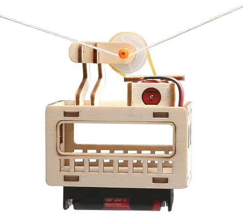 STEM - Kit per esperimenti scientifici per bambini, modellino di funivia in legno fai da te con sistema di puleggia motorizzata, kit scientifici educativi per studenti, progetti pratici di ingegneria