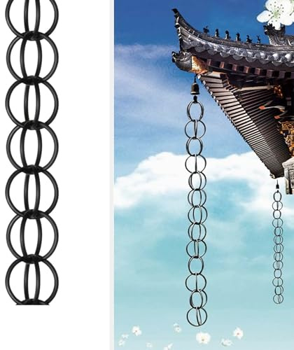 Dtyubfg 5m/16.5ft Catena da Pioggia Sospesa - Catena Antipioggia Metallica - Raccoglitori di Pioggia, Catena di Scarico, Lunghezza Regolabile, per Esterni, casa, Giardino - antiruggine e Durevole