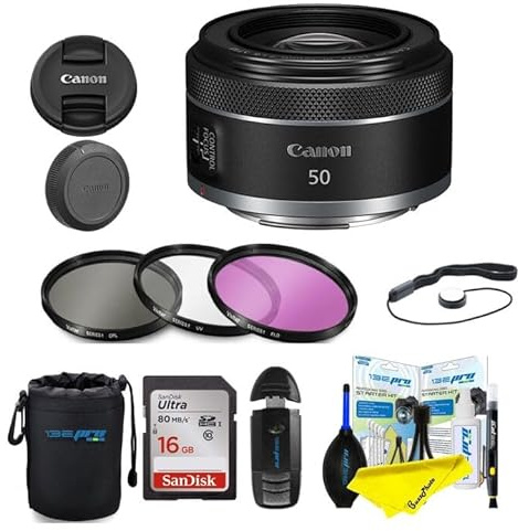 Canon RF50mm F1.8 STM for Canon Full Frame Mirrorless RF Mount Cameras [EOS R, EOS RP, EOS R5, EOS R6] Black (Lens w/BuzzPhoto Advanced Accessories Bundle)