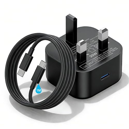 Samsung Phone Fast Charger Plug and Cable 1M USBC Charging for Samsung Galaxy S26 S25 S24 S23 S22 S21 S20 A36 A56 A55 A54 A53 A35 A34 A33 A32 A16 A17 A25 A26, 1M USB Type C to C Charge Lead with Head