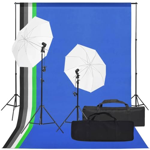 Kaloriko Fotostudioset med belysning, dagsljus, LED-lampor 5 500 K, 2 stativ, vita skärmar, 5 färgade bakgrunder, höjdjusterbar, bärbar för fotografering, videolampa