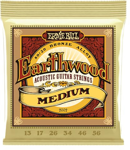 Ernie Ball Earthwood Medium 80/20 Bronze Acoustic Guitar Strings, 13-56 Gauge (P02002)'-Single Pack