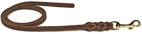 Fettlederleine Schleppleine aus Leder für Hunde 5m, 7,5m, 10m (5m x 10mm braun Messing)
