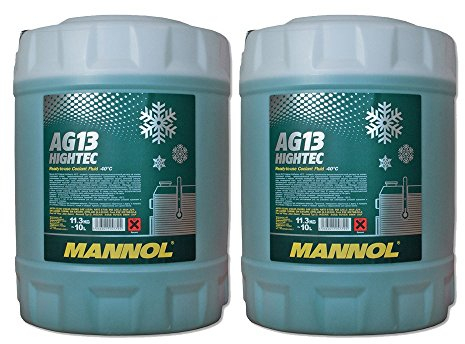 MANNOL 2 x 10L AG13 Antifreeze/Kühlerfrostschutz -40 Grad Ready-Mix Grün