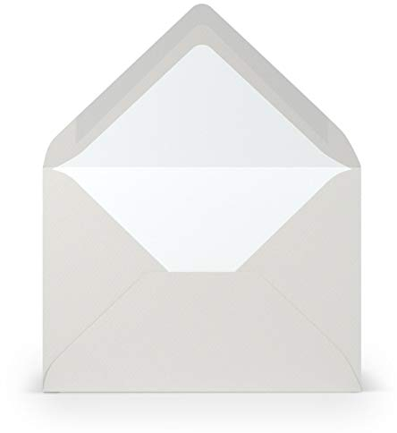 PAPERADO 50 Briefumschläge Eisgrau gerippt Hell-Grau - 100 g/m² Kuvert Ohne Fenster 11,4 x 16,2 cm - Umschläge mit Nassklebung spitze Klappe