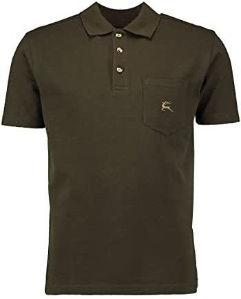 OS Trachten Herren Poloshirt Kurzarm Jagdshirt mit Liegekragen Niwio, Größe:M, Farbe:Oliv