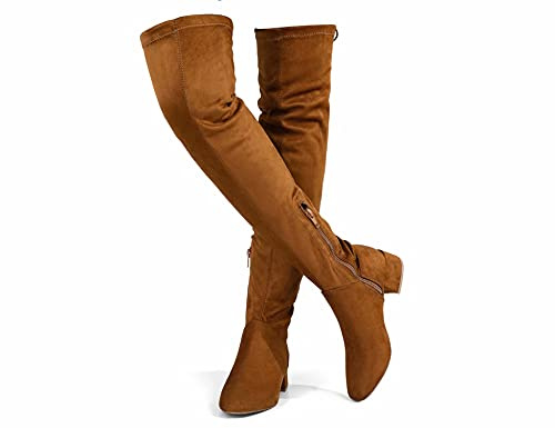 Greatonu Bottes hautes pour femmes, bottes longues d'hiver chaudes Camel 1.77 inchs EU 39