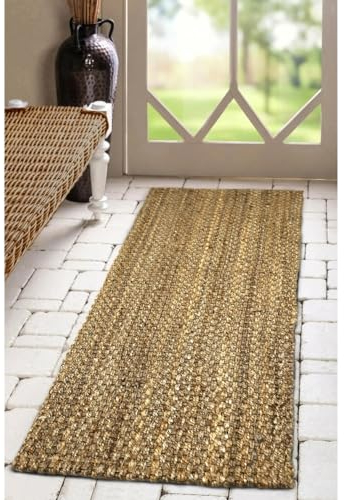 Modern Style Rugs Natural Jute Runner Rug, Hardwearing Durable Jute Suitable for Bedroom, Living Room, Hallway, Bathroom, Lounge, Office Room Rug - 60x180cm