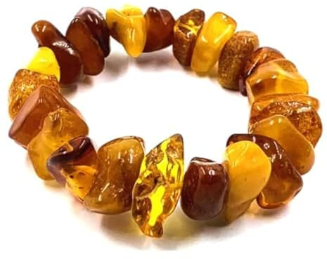 Bracciale in ambra naturale su fascia elastica 19 cm – 100% ambra baltica non lucidata – bracciali ambrati – perle di ambra reale – bracciale, Ambra, Ambra