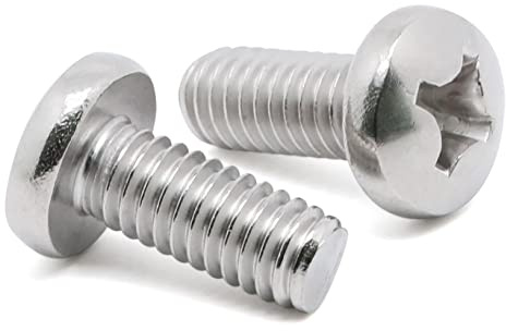 12-24 x 1/2 Pan Head Machine Screws, Fully Threaded, 304 Stainless Steel 18-8, Bright Finish, Pack of 50