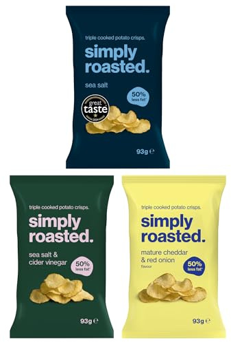 Simply Roasted - Classic Mixed | 12 x 93g Sharer Bags | Crowd Favourites | 50% Less Fat | Under 99 Calories Per Serve | Triple Cooked for the Ultimate Crunch | Gluten & Allergen-Free
