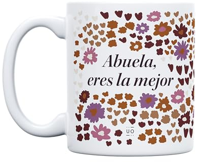 UO Taza de Regalo con Mensaje Abuela eres la mejor, regalo día de la madre, regalo para mi abuela, regalo para madres, 350 ml, Cerámica, taza desayuno