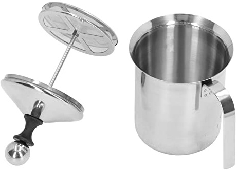 Manual Milk Frother, 27oz/800ml Stainless Steel Hand Pump Milk Frother with Double Layer Filter and Lid, Handheld Milk Foamer for Coffee, Latte, Cappuccino, Frappe, Matcha, Hot Chocolate