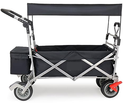Chariot de Plage Chariot Pliable Chariot Transport Chariot Pliant De Chariot De Jardin Chariot Résistant Avec L'auvent Pour Le Camion Extérieur De Traction De Plage De Camping Avec 4 Roues Chariot Jar