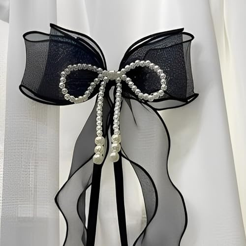 CINGHI LUSSO 4 alzapaños de cortina con lazo de mariposa, elegantes alzapaños para cortinas, hermosos lazos para cortinas para decoración del hogar, oficina, hotel, color negro