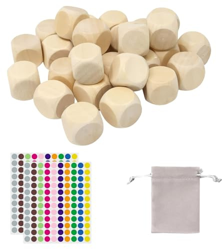 DHWEKU Mini Cubos de Madera 30Pzs Cubos de Madera Lisa 2x2 CM Cubos Cuadrados Naturales Bloques Cuadrados de Pino Crudo, Cubo de Madera DIY para Sellos, Números, Manualidades, Alfabeto
