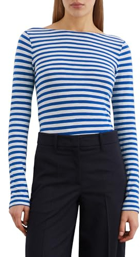 Marc OߴPolo Camiseta de manga larga de algodón orgánico Mujer de rayas, Multicolor (Multi/Shiny Blue), M