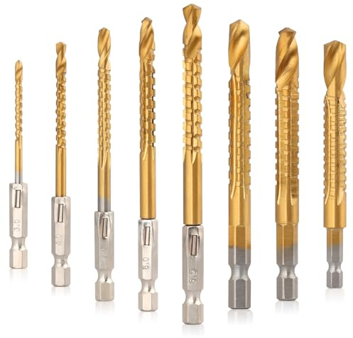 AOKLIT 3-10mm 8 Pack Titanium Coated HSS Twist Drill Bit