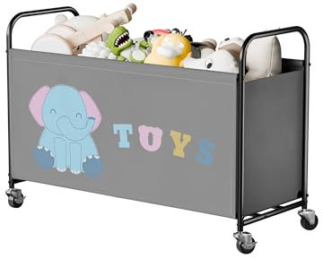 GRANNY SAYS Toy Storage Box with Wheels, 135L Extra Large Toy Storage Organiser, Kids Toy Storage Box, Toddlers Toy Bin for Children Nursery Play Room Organising Baby Plush Toys, Grey Toybox