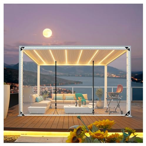 Clear Waterproof PVC Tarpaulin Curtains with Zipper Door for Garage Patio Gazebo Porch Cold Weather Resistant 7.8x13.1ft