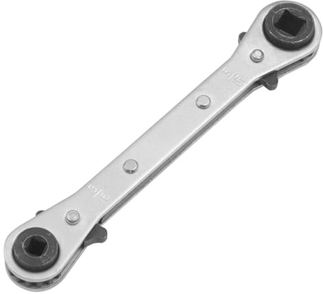 Xiciki HVAC Tools Quad Spanner Air Conditioning Ratchet Spanner Four Different Models 3/8 1/4 5/16 3/16 Refrigeration Tools Valve Spanner for Refrigeration Equipment Repair