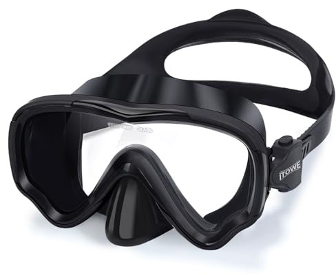 iTOWE Swim Goggles Adult Swimming Goggles with Nose Cover for Men Women Youth, Tempered Glass 180°Clear View Anti-Fog, Pool Water Goggles Swim Mask No Leak for Snorkel Diving Beach