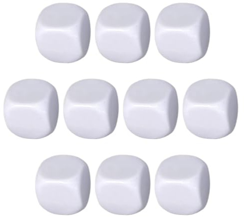 Dadi bianchi arrotondati bianchi | 10 blocchi cubici arrotondati bianchi, cancellabili a secco, dadi vuoti per giochi, aule, insegnamento, matematica, conteggio materiale scolastico
