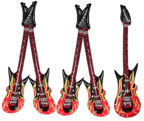 TOYANDONA 5 Piezas Juguete De Guitarra Inflable De Guitarra para Fiestas Correa Instrumentos Musicales para Decoración De Fiestas De Rock y Recuerdos